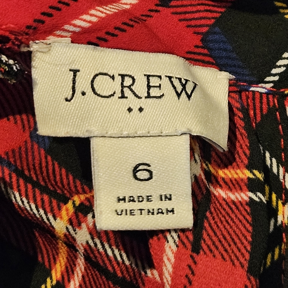 J. Crew Tartan Red,Green,Black Plaid Tie Back Halter Top Women's Size 6 - Picture 5 of 5